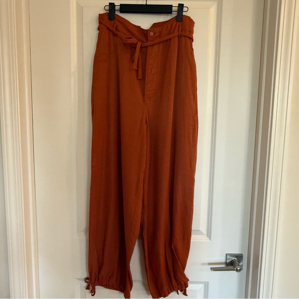 Tiny-Anthropologie - Heidi Tie Rust Drawstring High-Waist Pants - Picture 3 of 13
